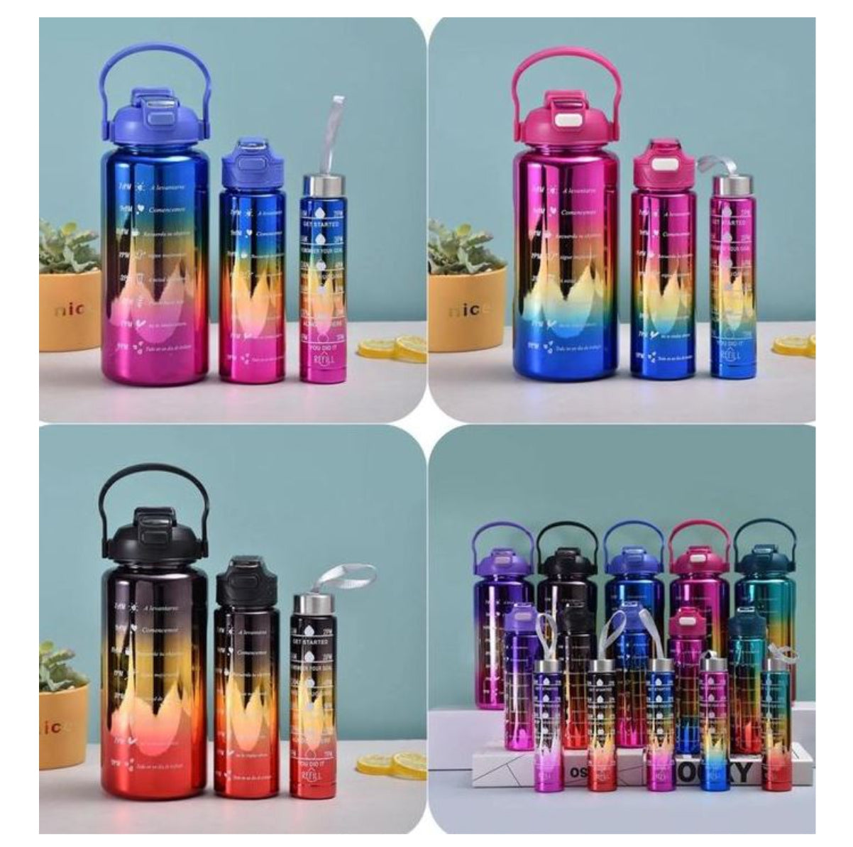 Trio Termo Motivacional Funda Botella